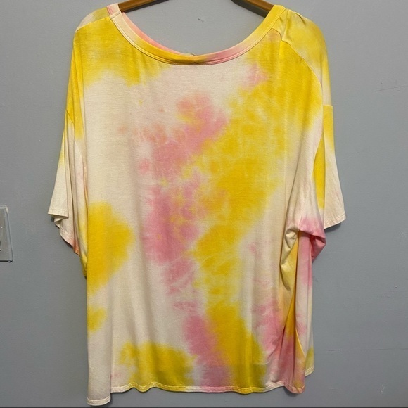 Go Ask Your Dad Oversized Relaxed Fit Tie Dye Scoop Neck Half Sleeves Tee - Picture 8 of 14